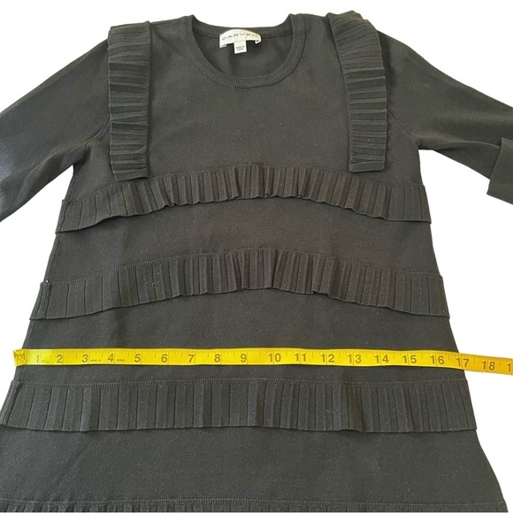 NWOT CARVEN TIERED RUFFLE SWEATER DRESS BLACK MIDI LONG SLEEVE MODEST CREW NECK - Picture 12 of 15